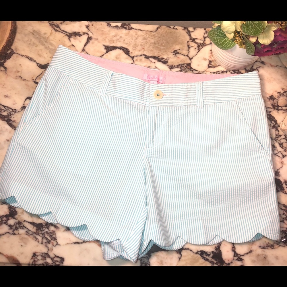 Lilly Pulitzer Seer Sucker Scalloped Shorts